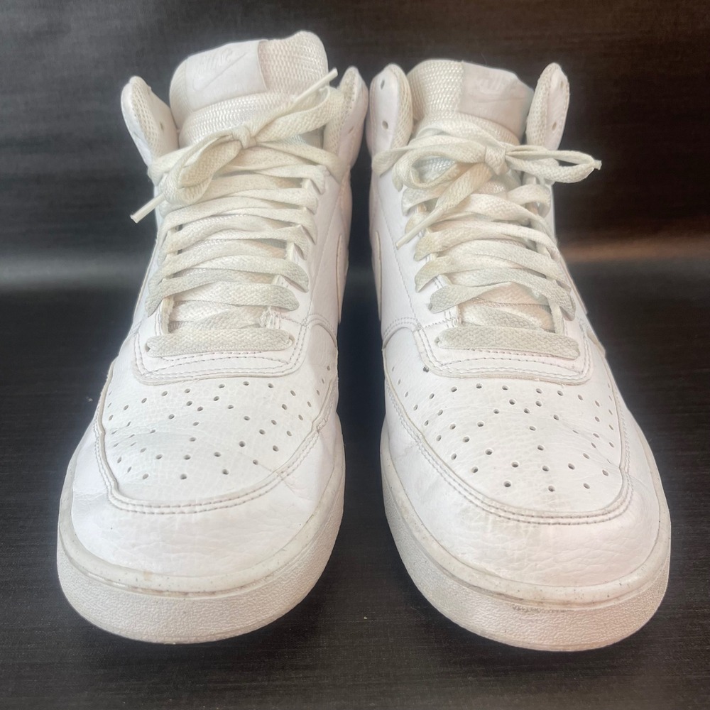 Nike Court Vision Mid Mens size 9.5 White Leather Athletic Casual Shoes DN3577 - Picture 2 of 9